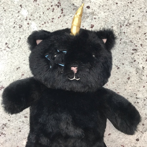 Rare! Betsey Johnson Bear Cat Black Plush Backpack Bag Star Eye Unicorn Luv Kiss - Picture 6 of 8